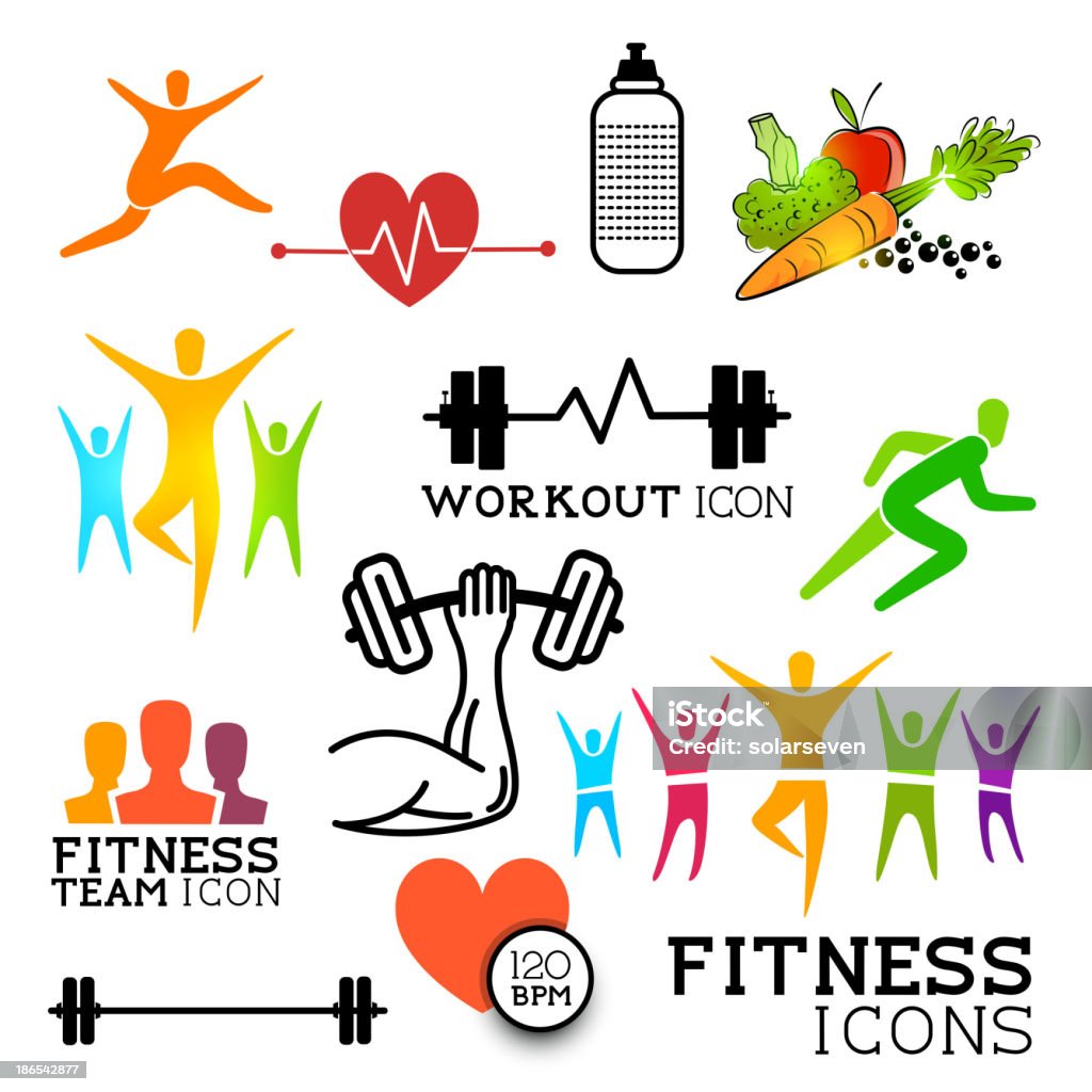 Health & Fitness Icons Health and Fitness symbols and icons set. Vector illustrations. Sport Symbol stock vector