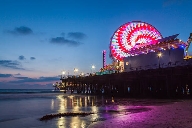 istock Santa Monica Pier after sunset 186543036