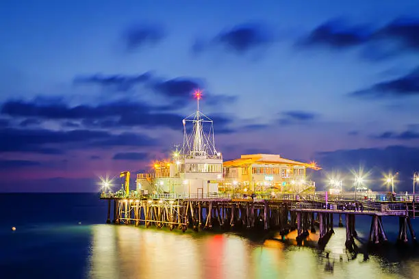 Santa Monica Pier after sunset