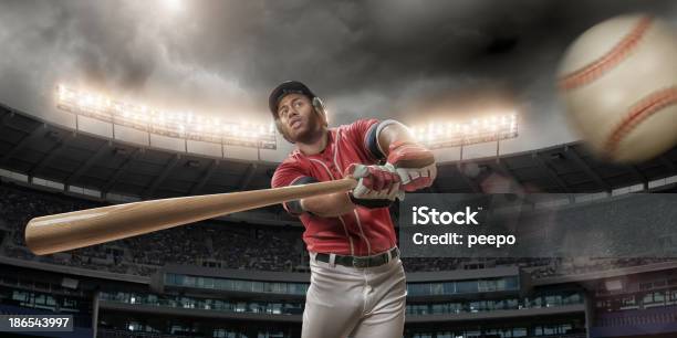 야구 선수 대해 야구공 누르세요 타구-스포츠 활동에 대한 스톡 사진 및 기타 이미지 - 타구-스포츠 활동, 야구, 야구공