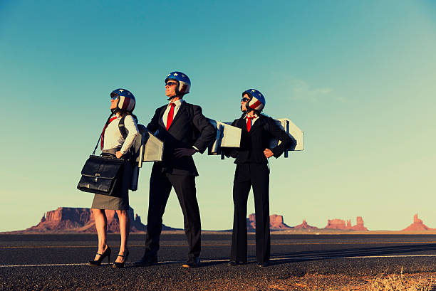 Small Business Team dressed in Jetpacks in Monument Valley