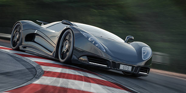 istock Black Sports Car on a Racetrack 186545483