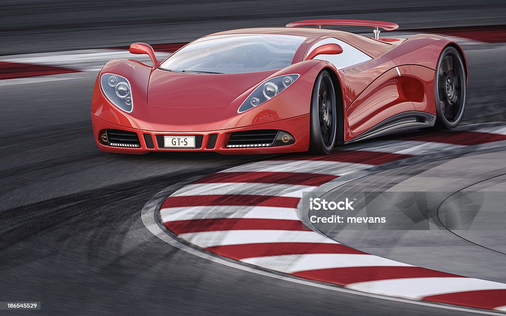 Carro Desportivo vermelho em uma pista de corridas - Royalty-free Carro Foto de stock