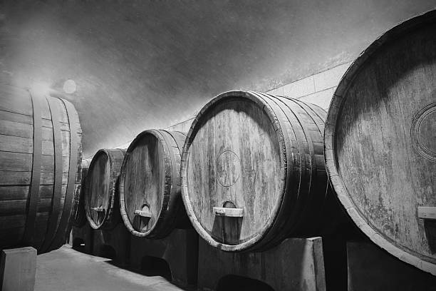 istock Underground Wine Cellar with wooden barrels 186545673
