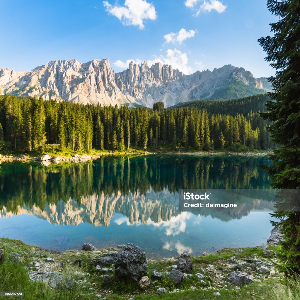 Montanhas Dolomitas Lago Alpino - Royalty-free Floresta Foto de stock