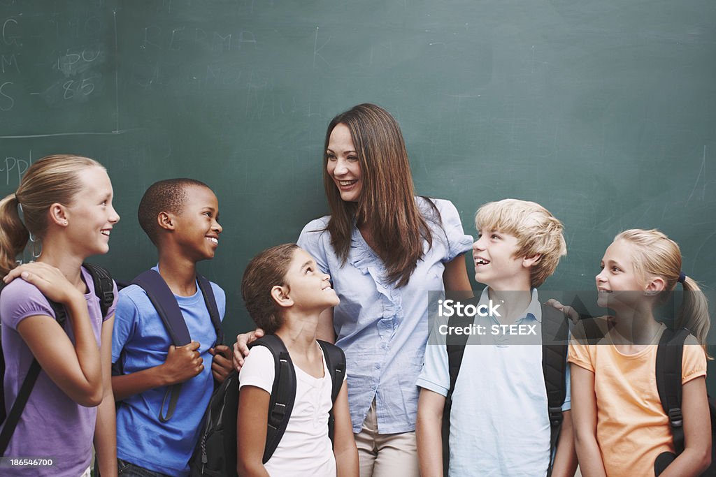 Ela cria um feliz da sala de aulas - Royalty-free 10-11 Anos Foto de stock