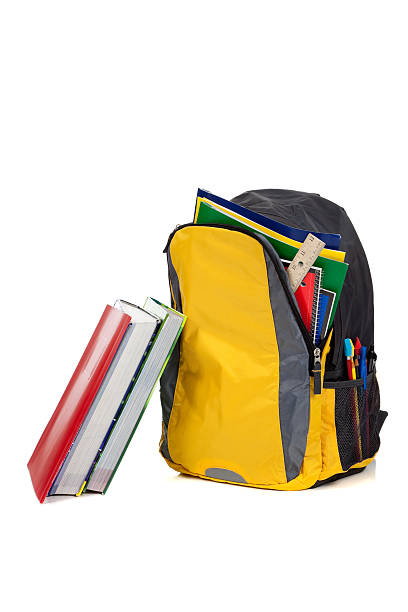 istock Backpack with school supplies on a white background 186546882
