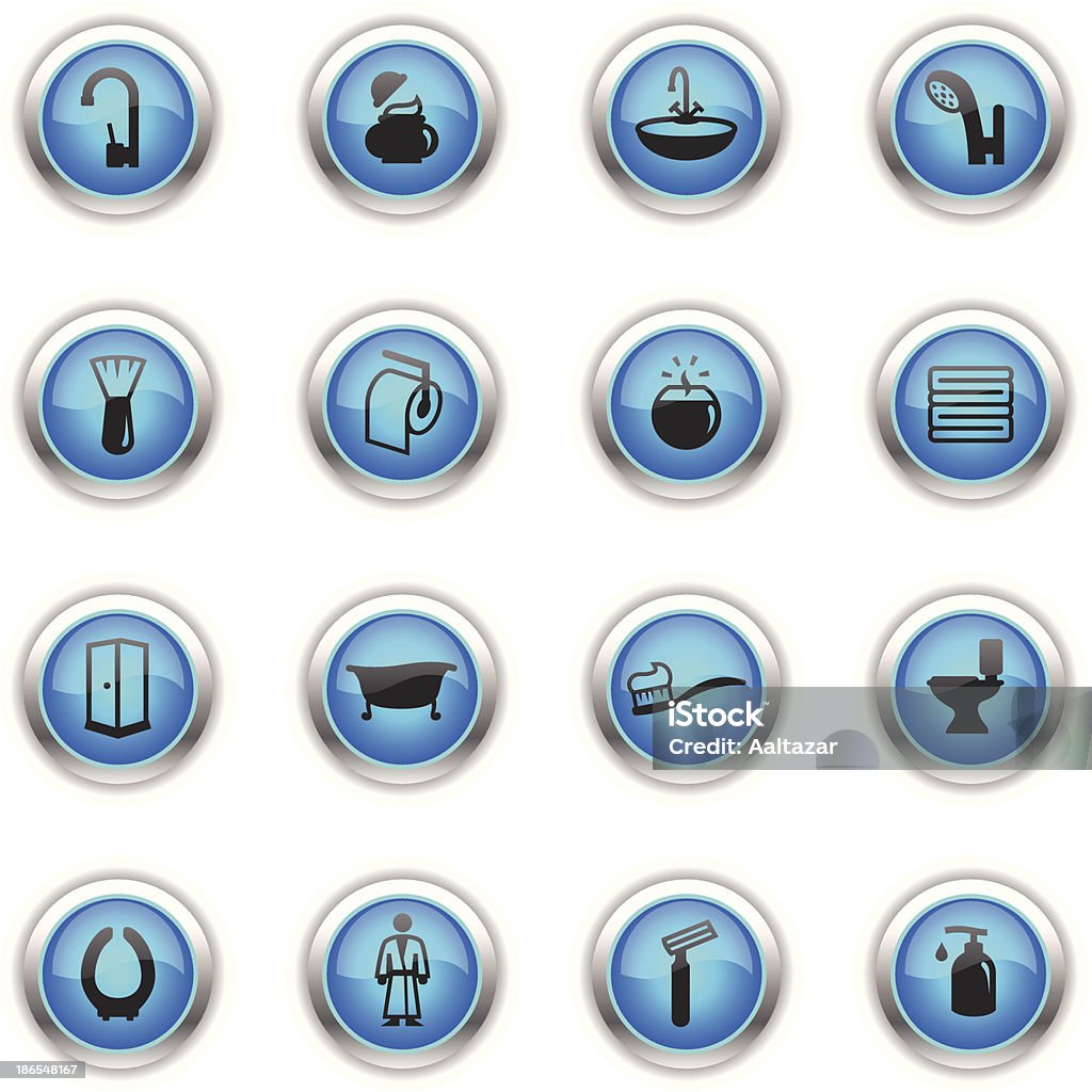 Azul iconos-Baño - arte vectorial de Ilustración libre de derechos