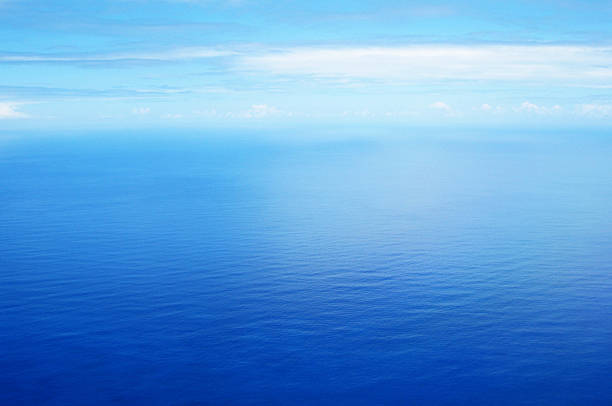 Aerial view of beautiful tranquil blue sea and sky