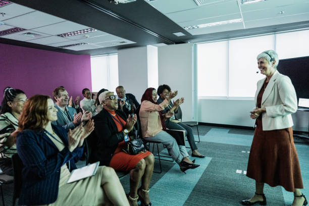 Business woman doing presentation during conference