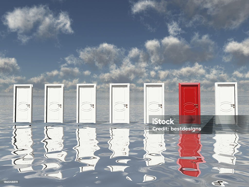 Una puerta rojo - Foto de stock de Elección libre de derechos