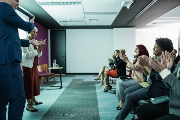 Business woman doing presentation during conference