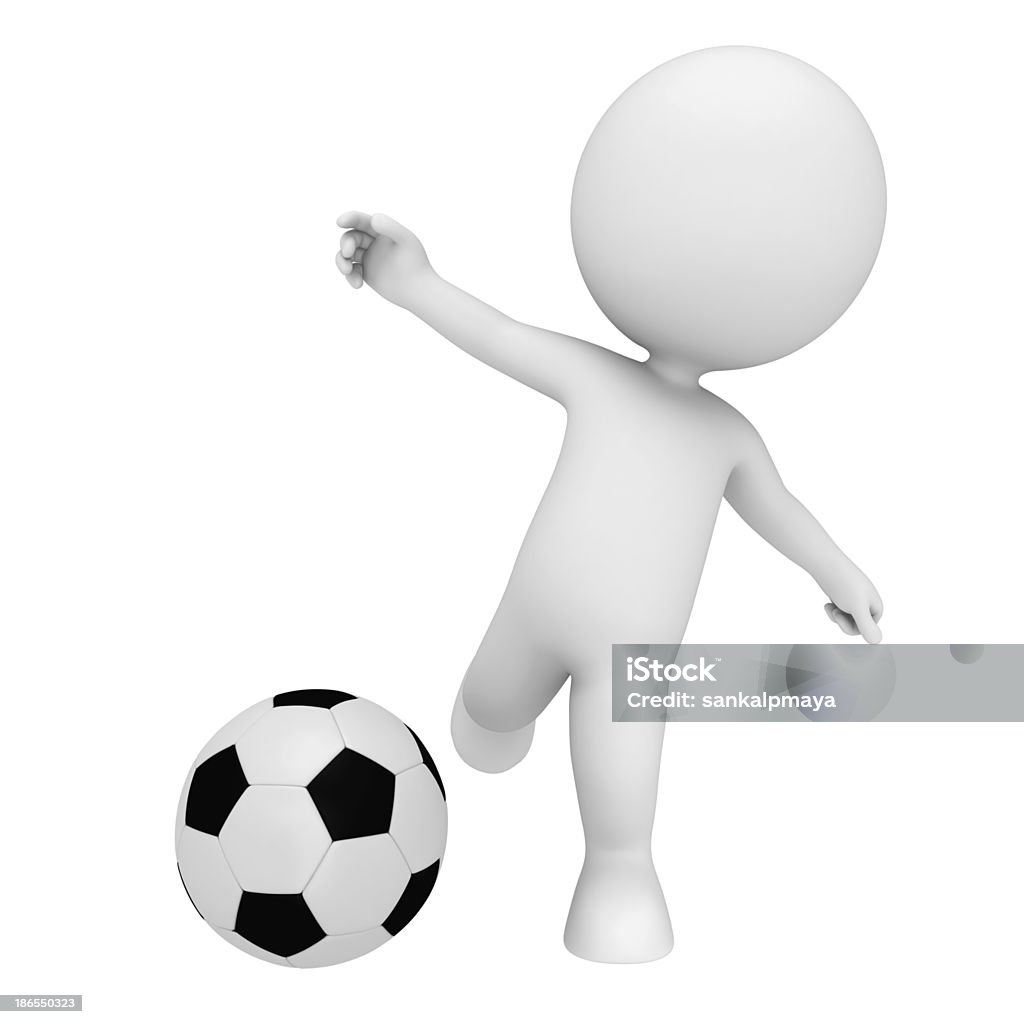 3 d Charakter mit Fußball Weiß - Lizenzfrei Amerikanischer Football Stock-Foto