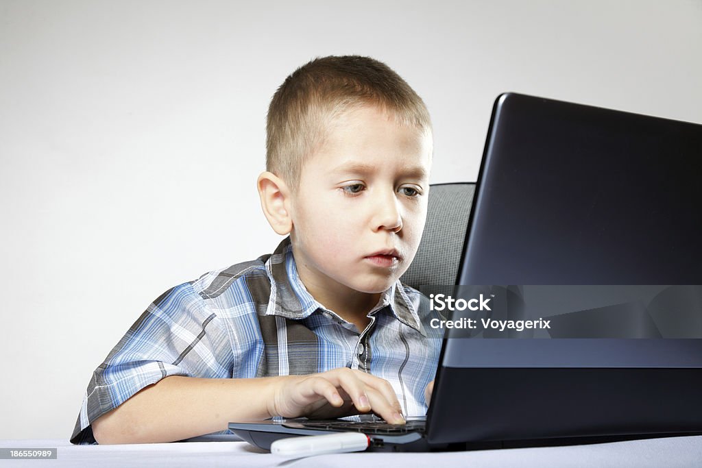Negativecomputer Kid Computer Addiction Child With Laptop Notebook Stock Photo - Download ...