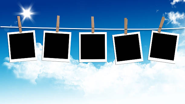 istock Photos frames hanging in the rope on a sk 186551381