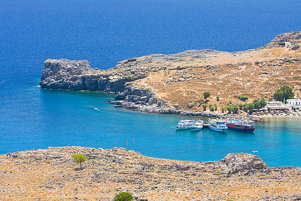 istock View from above of the main beach in Lindos, Rhodes 186551587