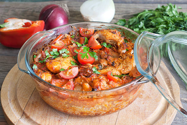 istock Casserole of chicken in an ovenproof dish 186551848