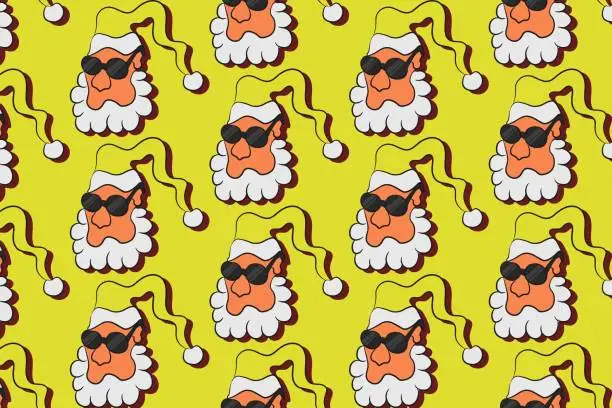 Vector illustration of Santa Claus in yellow color pattern poster