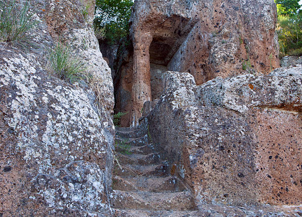 Etruscan temple tomb (III cent. B.C.) at  Ildebranda tomb monument park, nearby Sovana, Italy.