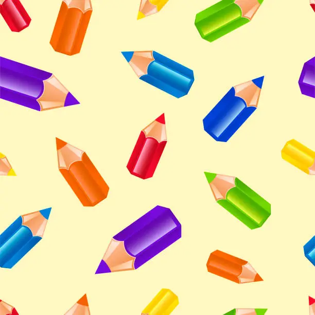Vector illustration of Colored pencils seamless pattern. Seamless pattern of colorful pencils icons.