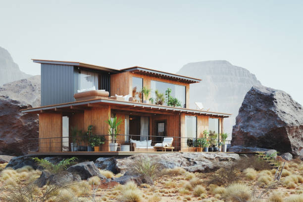 istock Wooden house in the desert 1865574098