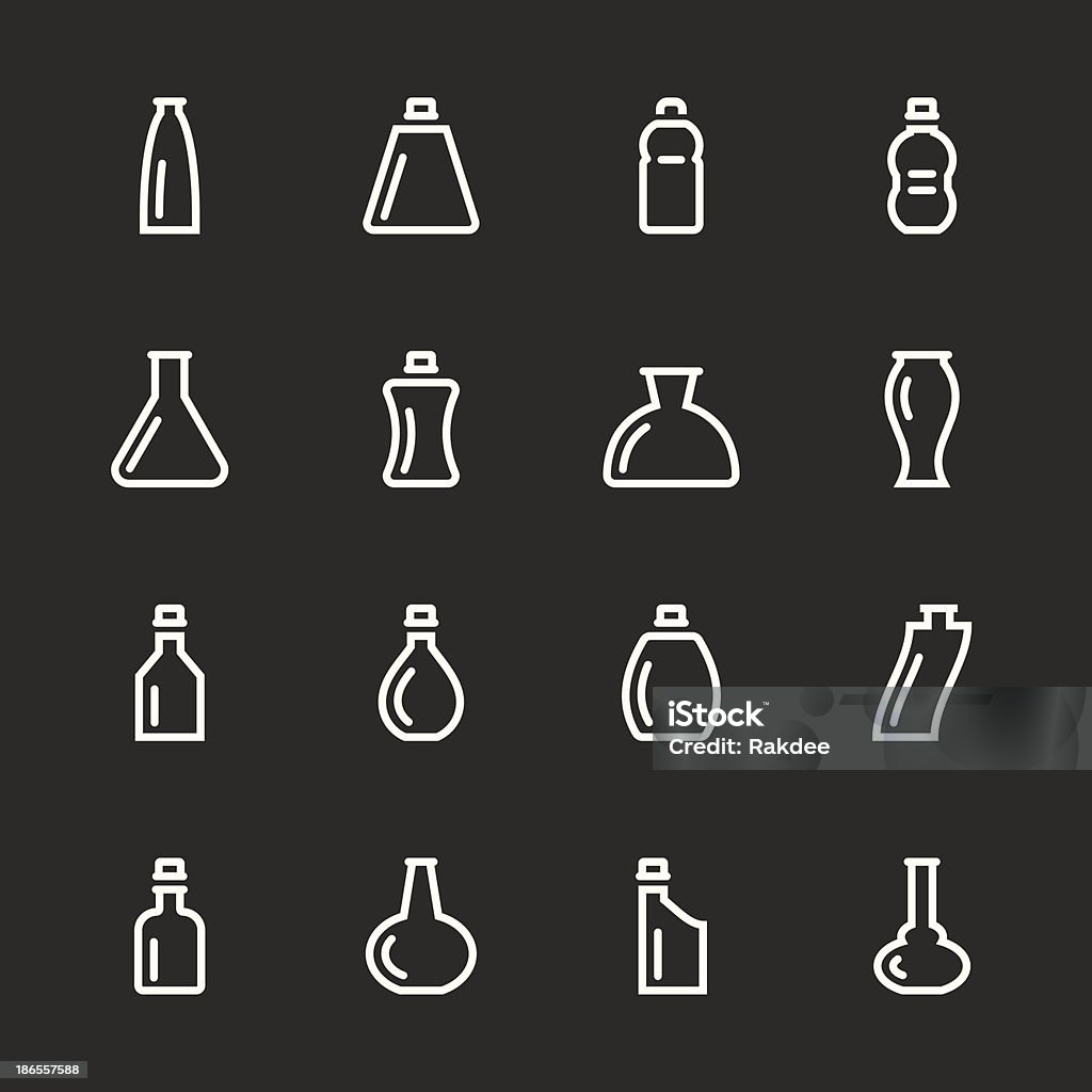 Flasche-Icons Set 2-weiße Serie - Lizenzfrei Alkoholisches Getränk Vektorgrafik