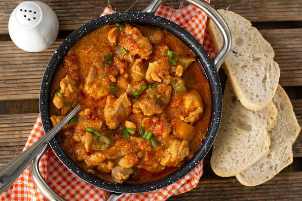 Hungarian traditional dish paprika chicken paprikash