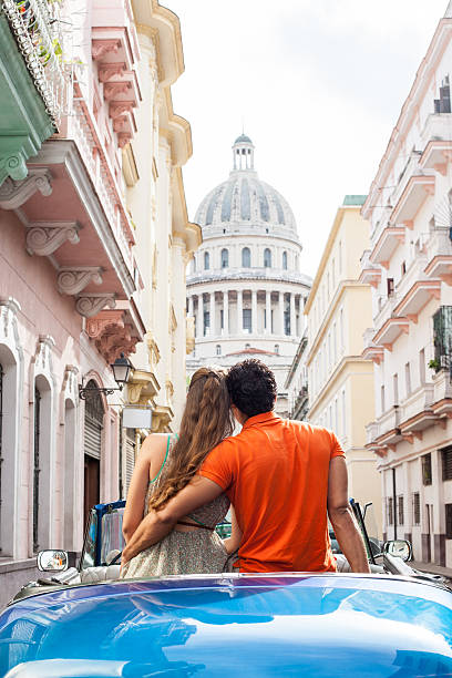 Loving couple back view stock photo