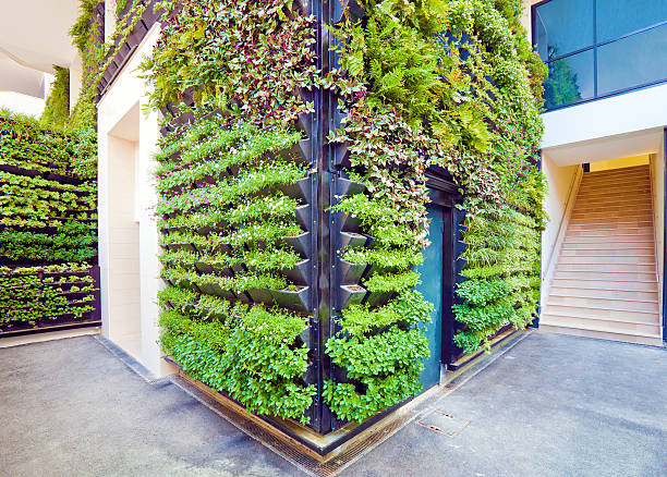 Living Wall Office Facade Corner stock photo