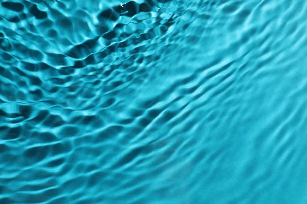 istock Rippled surface of clear water on light blue background, top view 1865606145