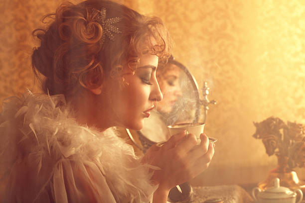 istock retro beauty drinking coffee in the morning 186560914