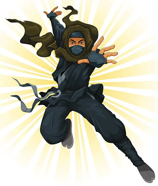 Vector illustration of cartoon ninja