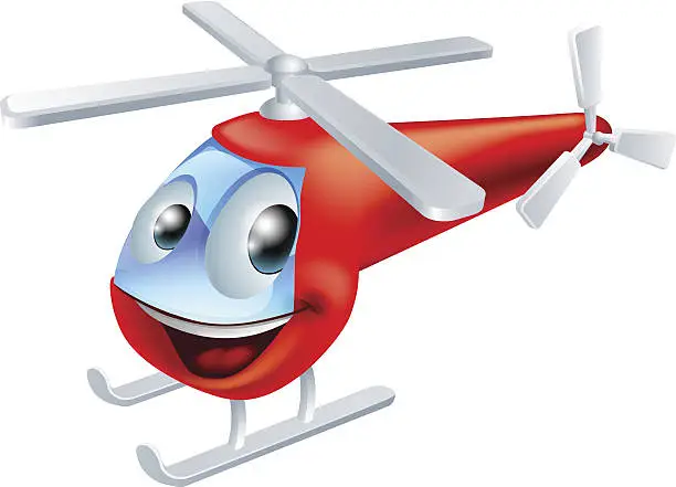 Vector illustration of Helicopter cartoon character