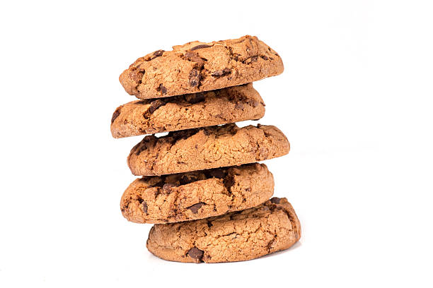 istock Chocolate chip cookies isolated on white background. 186562344