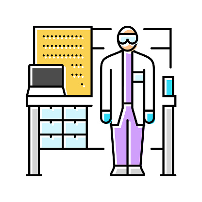 medical technologist at workbench color icon vector. medical technologist at workbench sign. isolated symbol illustration