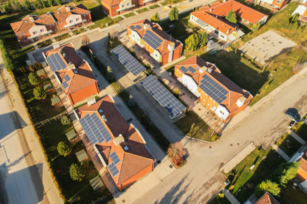 istock Solar panels on houses. electricity generation from solar 1865629415