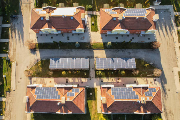 istock Solar panels on houses. electricity generation from solar 1865633167