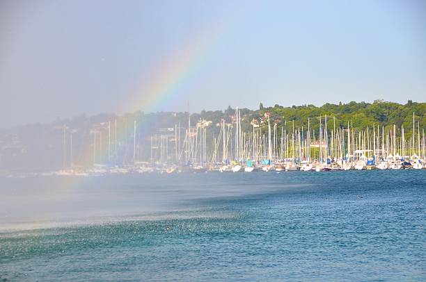 Rainbow in Lake Geneva,Switzerland
