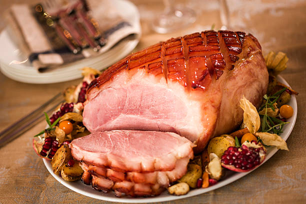 istock Homemade Glazed Holiday Ham Dinner 186569156