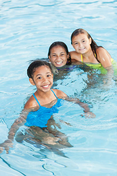 istock Girls playing in swimming pool. 186569388