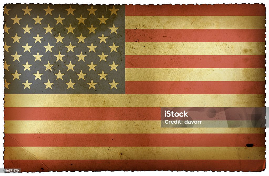 Drapeau USA sur la vieille carte postale - Photo de Beige libre de droits