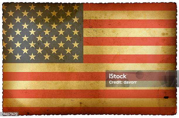 Photo libre de droit de Drapeau Usa Sur La Vieille Carte Postale banque d'images et plus d'images libres de droit de Beige - Beige, Bleu, Carte de voeux et d'anniversaire