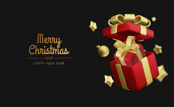 istock Christmas and New Year design. Realistic gift boxes. Open a gift box full of decorative holiday item. Holiday banner, web poster, flyer, stylish brochure, greeting card, cover. Christmas background 1865717068