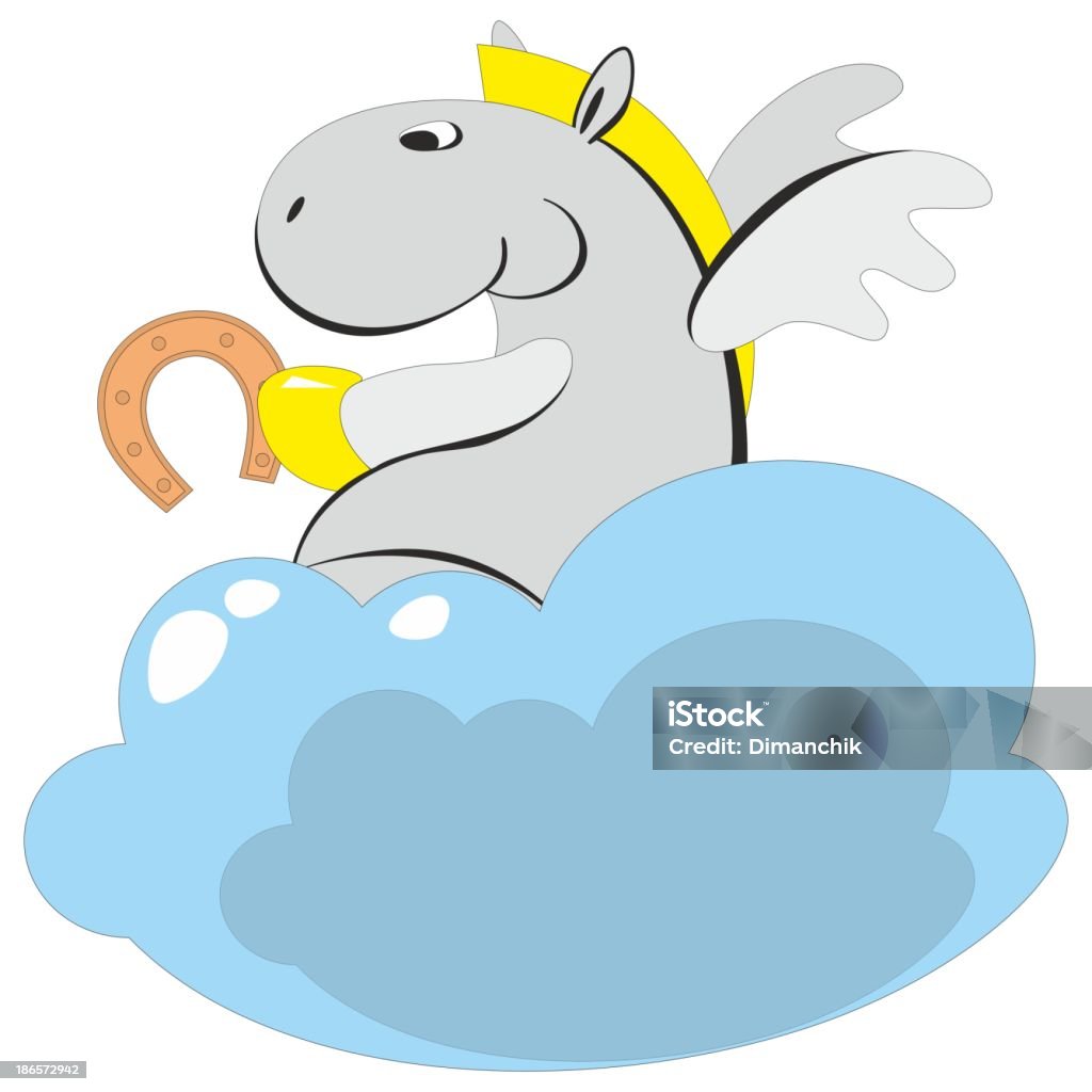 The winged horse on a cloud 006 Vector. The winged horse on a cloud 006 Angel stock vector