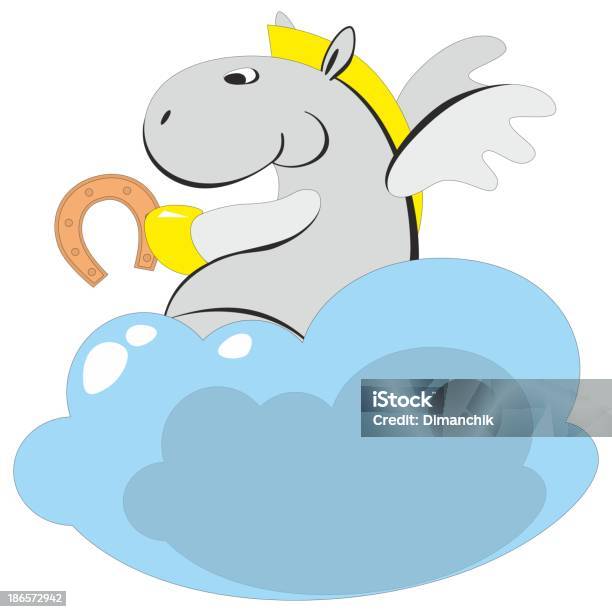 The Winged Horse On A Cloud 006 Stock Illustration - Download Image Now - Angel, Animal, Animal Body Part