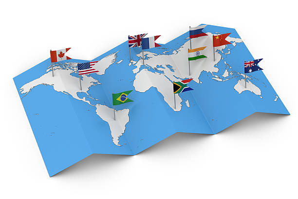 mapa do mundo com bandeiras - brazilian flag brazil flag three dimensional shape - fotografias e filmes do acervo