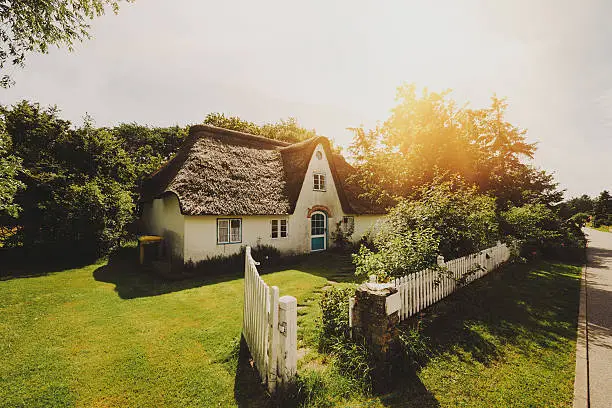 Typical traditional home on island Amrum, Germany