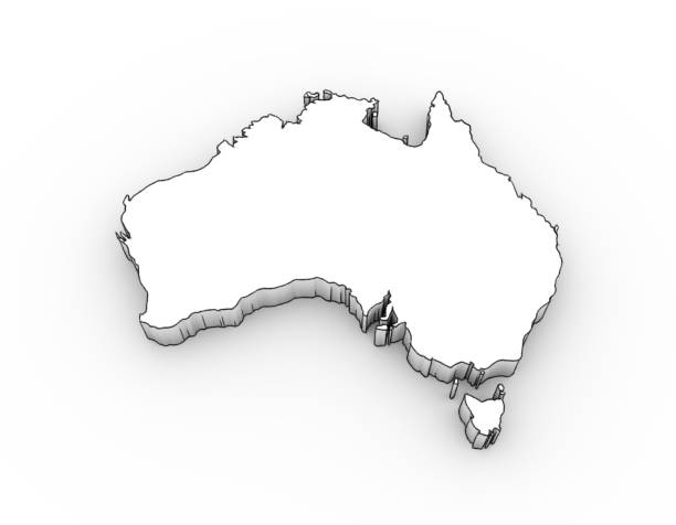 istock Australia map 3D in white; looks like a drawing 186582432