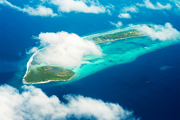 istock View from plane on island located in the Maldives 186582802