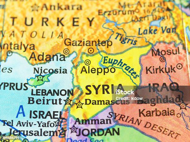 Map Of Syria And Neighboring Persian Gulf Nations Stock Photo - Download Image Now - Lebanon - Country, Amman, Baghdad